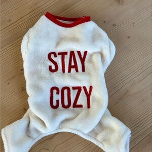 Stay Cozy Fleece Dog Sweater / Pajamas Size: S Red & White